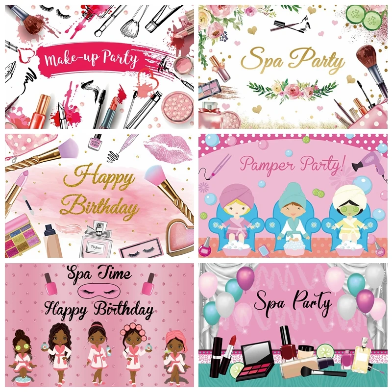 

Make Up Spa Party Backdrops Photography Girl's Birthday Photo Photographic Beauty Salon Decor Background Photocall Photo Studio