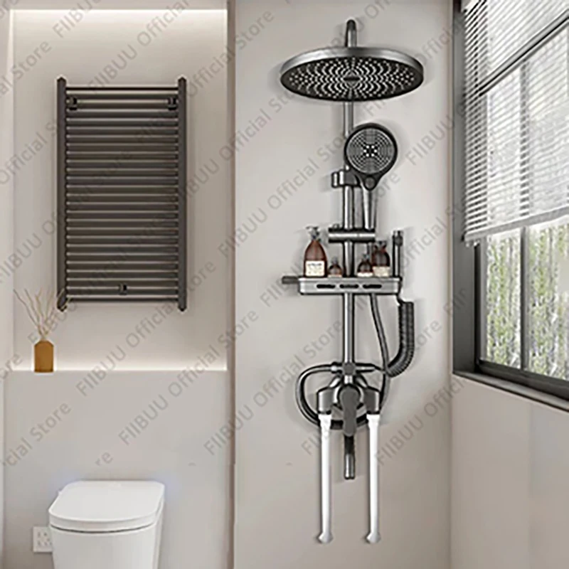 หัวฝักบัวปรับความสูงได้ Combo หลายตัวเลือกชุดฝักบัวแรงดันสูงใหม่ Rain Shower System สเปรย์มือถือสําหรับห้องน้ํา 1