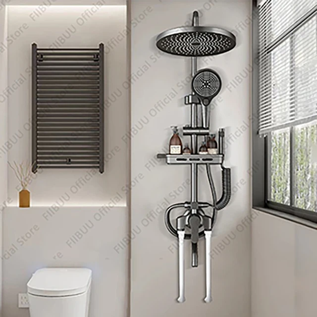 หัวฝักบัวปรับความสูงได้ Combo หลายตัวเลือกชุดฝักบัวแรงดันสูงใหม่ Rain Shower System สเปรย์มือถือสําหรับห้องน้ํา 1