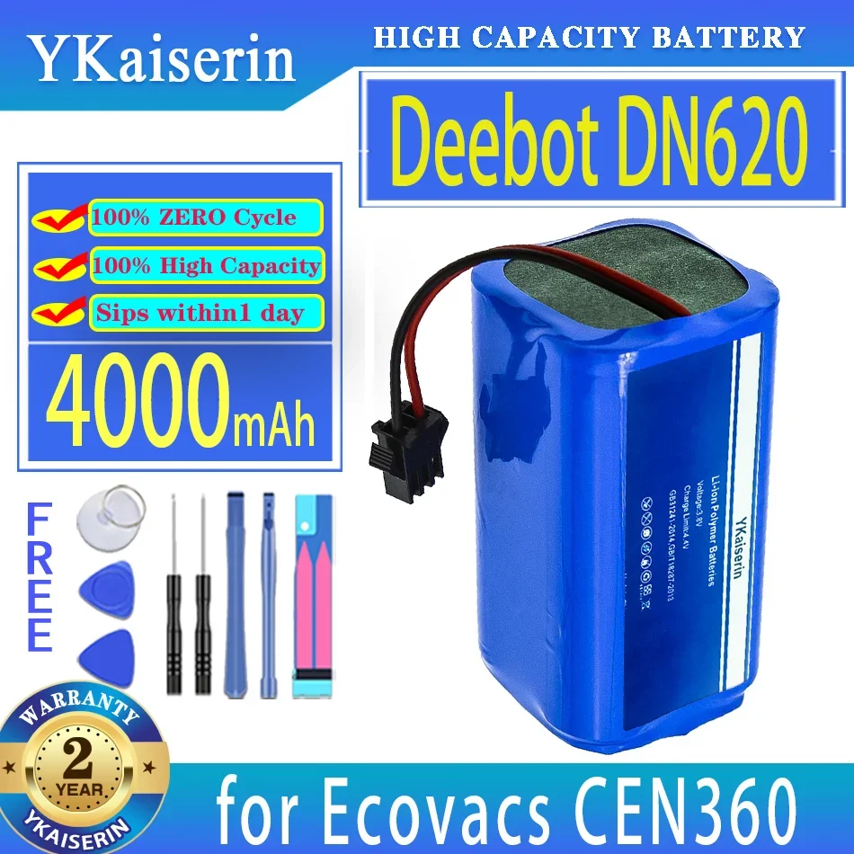 

YKaiserin 4000mAh Replacement Battery for Ecovacs CEN360 CEN361 DH35 DH43 DH45 DN620 DN621 N79S N79 600 601 605 710
