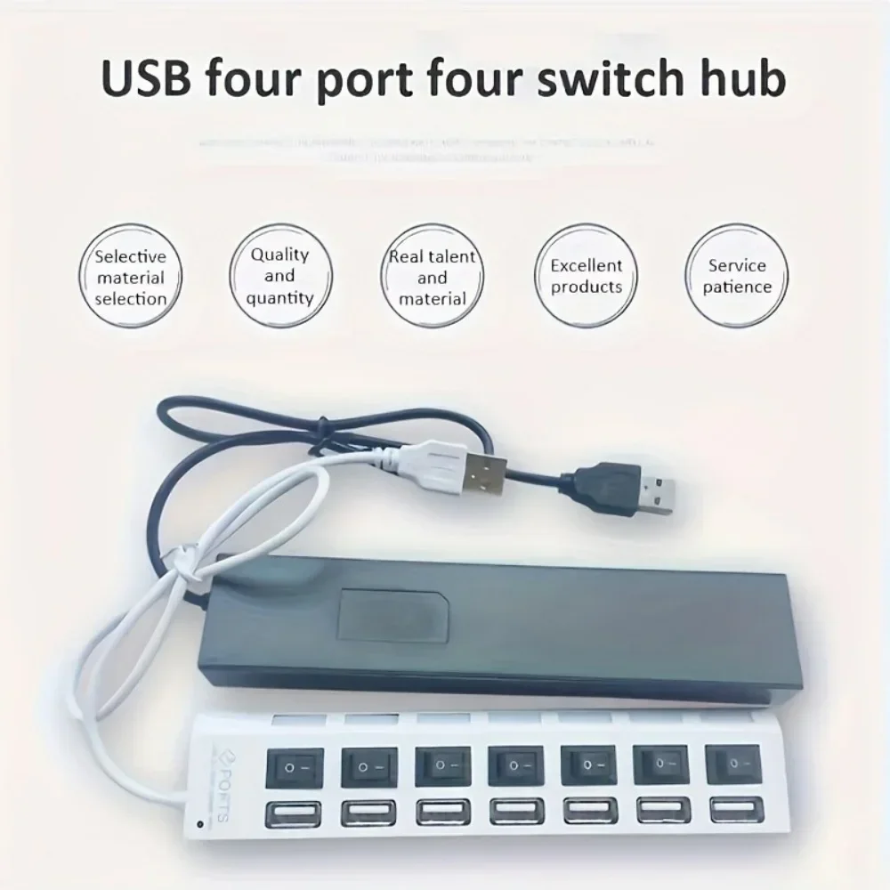 USB Hub High Speed 4/7 Port USB Splitter Power Adapter Multi Port Multiple Expander independent switch For PC Laptop Computers