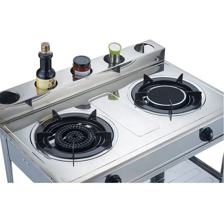Factory Price Fast Food Restaurant Stainless Steel Infrared Home Free Stand 2 Burner Gas Stove