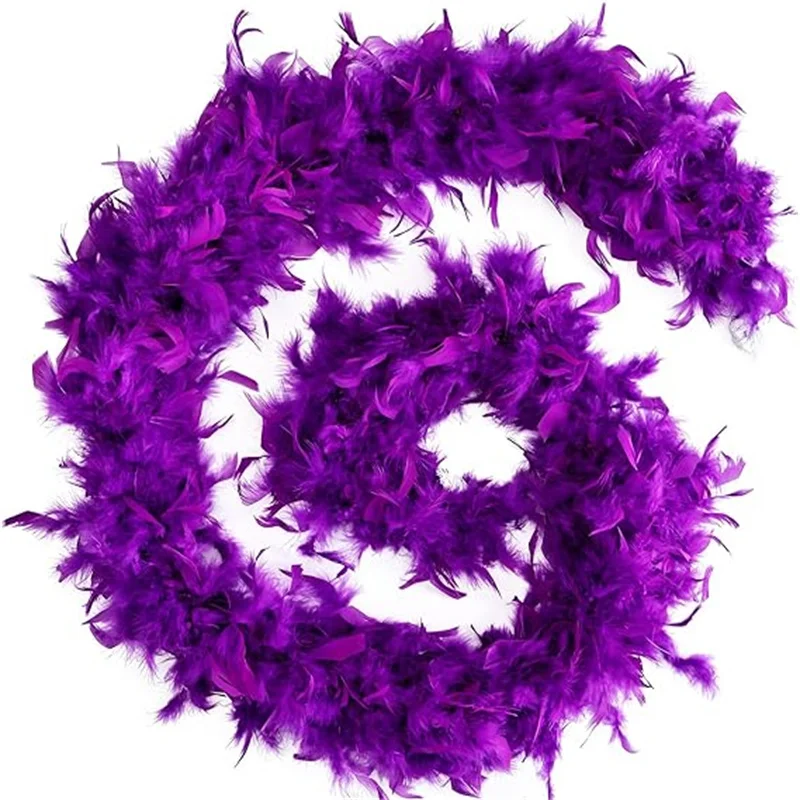 

10Meters 60g Purple Turkey Feather Boas Natural Chandelle Feathers Fringes Boa Strips For Carnival Backpieces Dresses Decoration