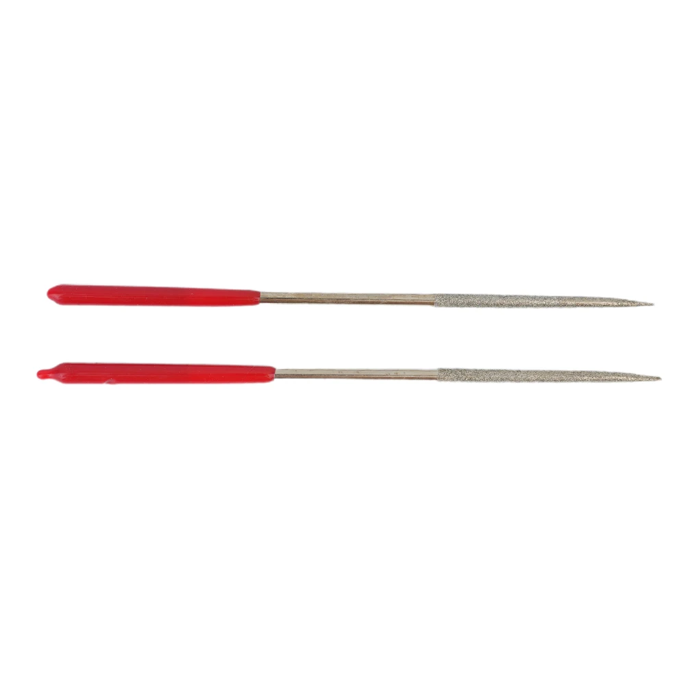 2pcs Flat Files 3x140mm Round Diamond Needle File With Red Handle For Metal Stone Glass Ceramic Wood Polishing Carving Craft
