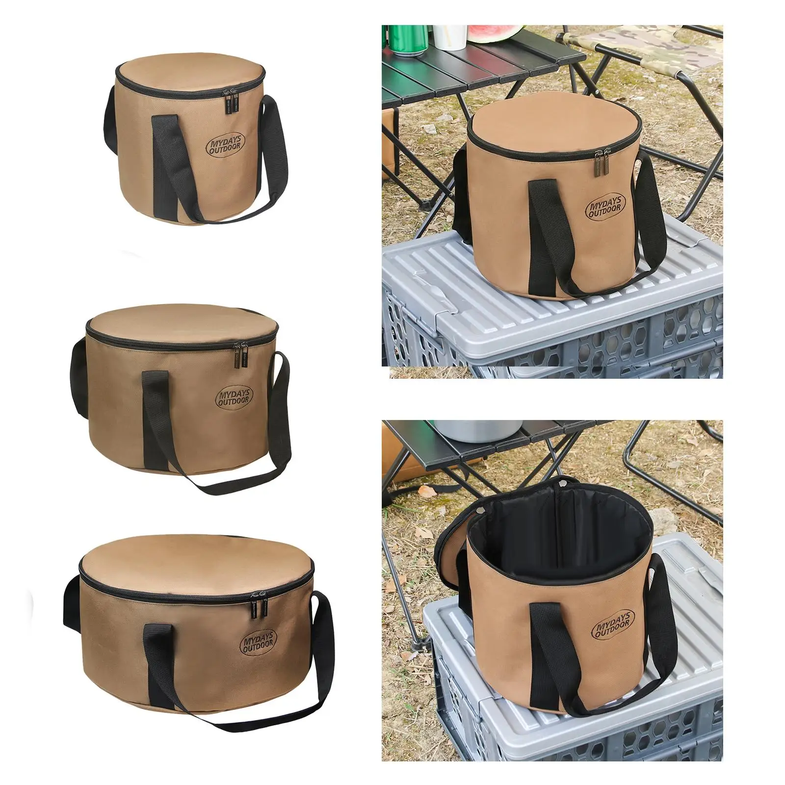 Oxford Cloth Camping Pot Storage Bag Waterproof Round Multifunctional Soft Lining