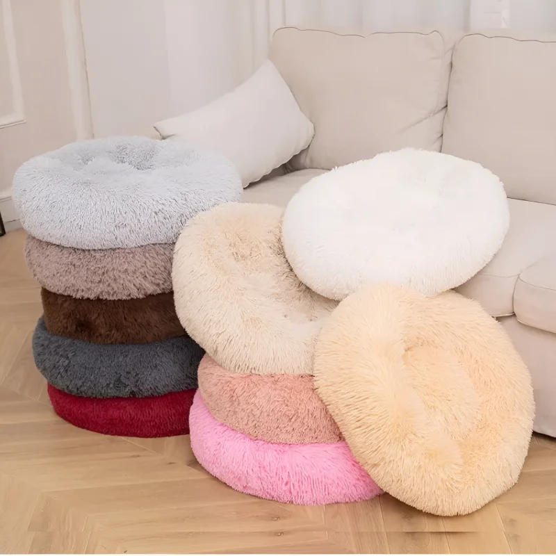 Plush Circular Pet Nest Winter Cat Nest Dog Warm Detachable Washable Round Cat Pet Bed Seasonal Universal Decoration pet plush nest