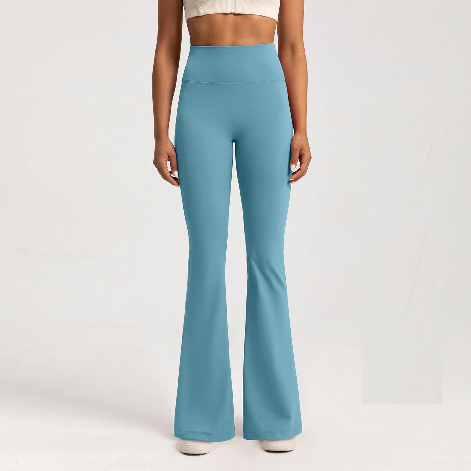 High-end Yoga Leggings Slim Yoga Pants High Waist Wide Leg Pants Bottoms Breathable Gym Casual Sports Bell Leggings Female 5