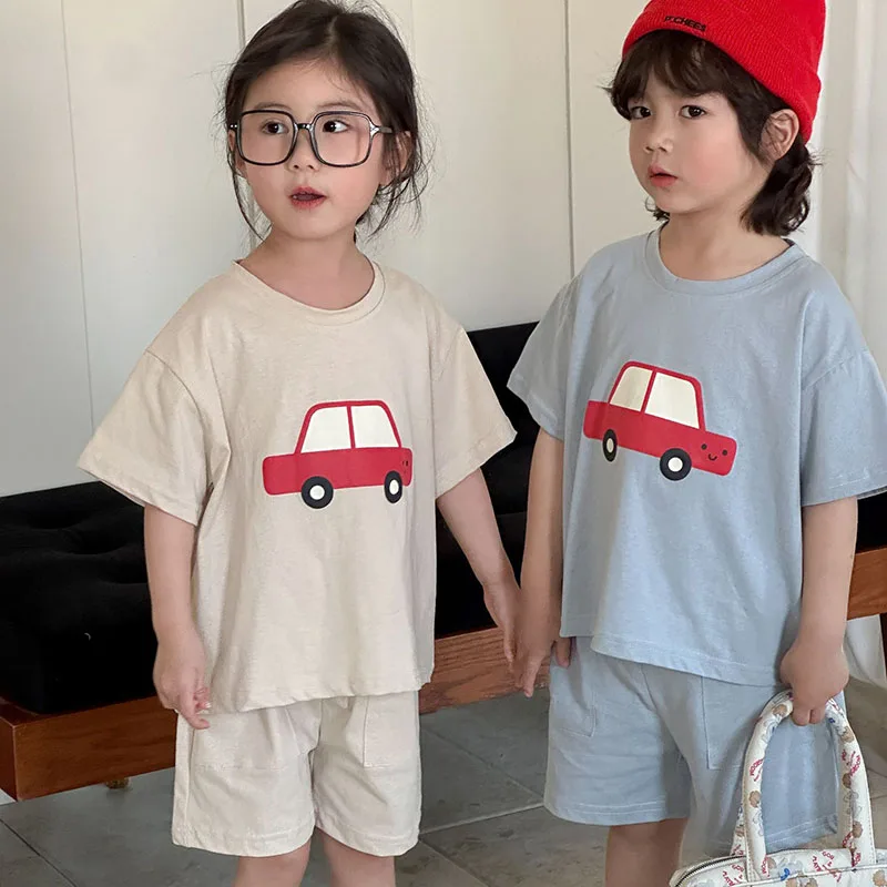 Cute Cartoon Kids Summer T Shirt and Shorts Set