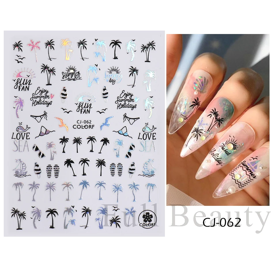 URFEDA Nagelsticker Selbstklebend – Meerjungfrau, Blätter, Blumen-Designs, Für DIY-Maniküre & Handycase-Deko