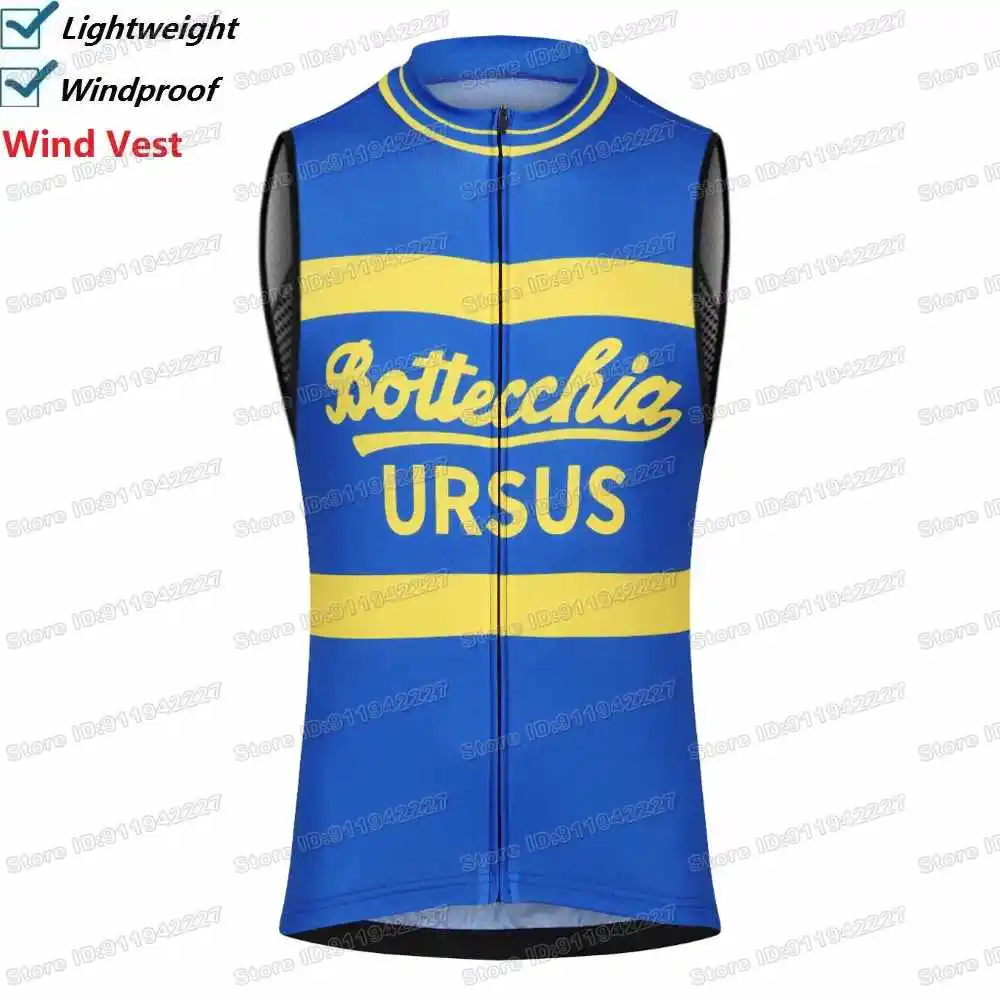 2025 Retro Team Ursus Cycling Vest Windproof Men Wind Vest Road Cycling Jersey Sleeveless Bicycle Windbreaker MTB Clothing