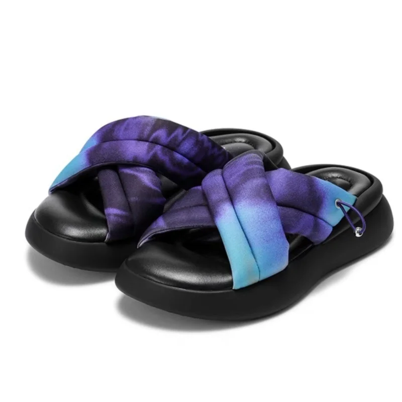 

Дизайнерские Модные женские повседневные тапочки с открытым носком, Женская внешняя обувь с перекрестной шнуровкой, женская пляжная обувь с мягкой подошвой