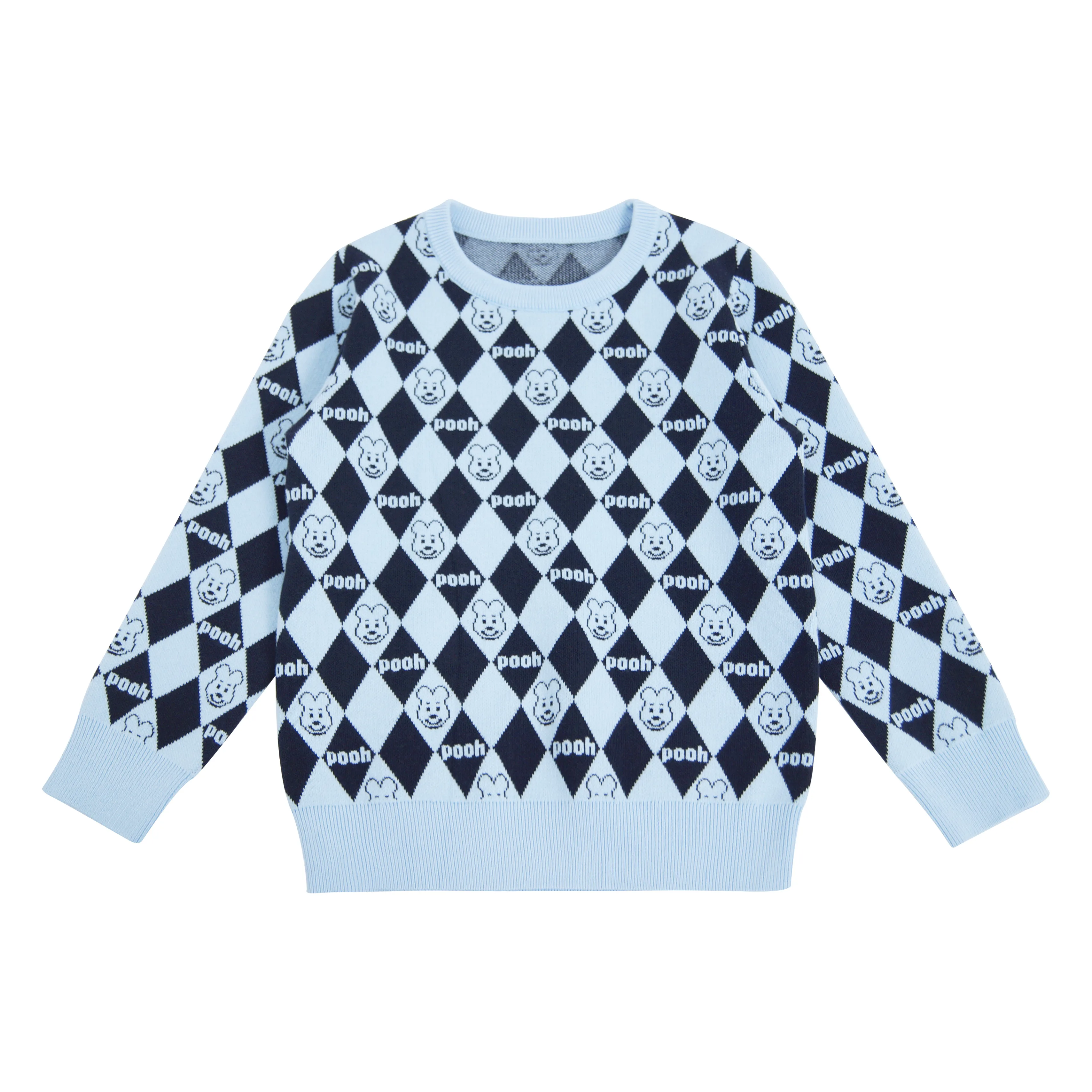 

Explosion 100% cotton black and blue plaid children's pullover jumper design models children's jumper