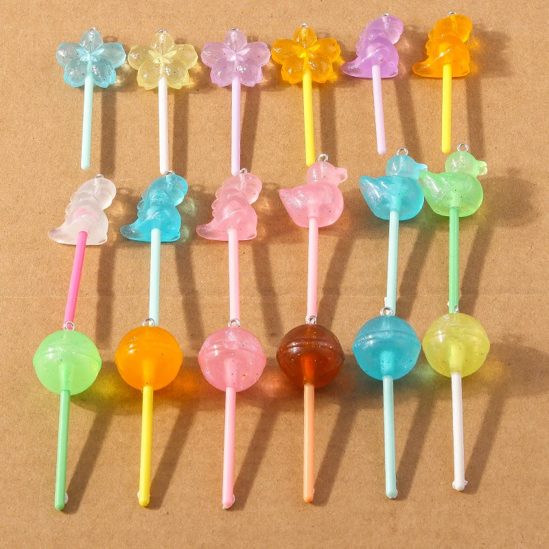 10 Stück schöne Bonbonfarbene Lutscher-Charms-Anhänger für die Herstellung von Halsketten, Ohrringen, DIY-Kinderschmuck, Zubehör, Zubehör