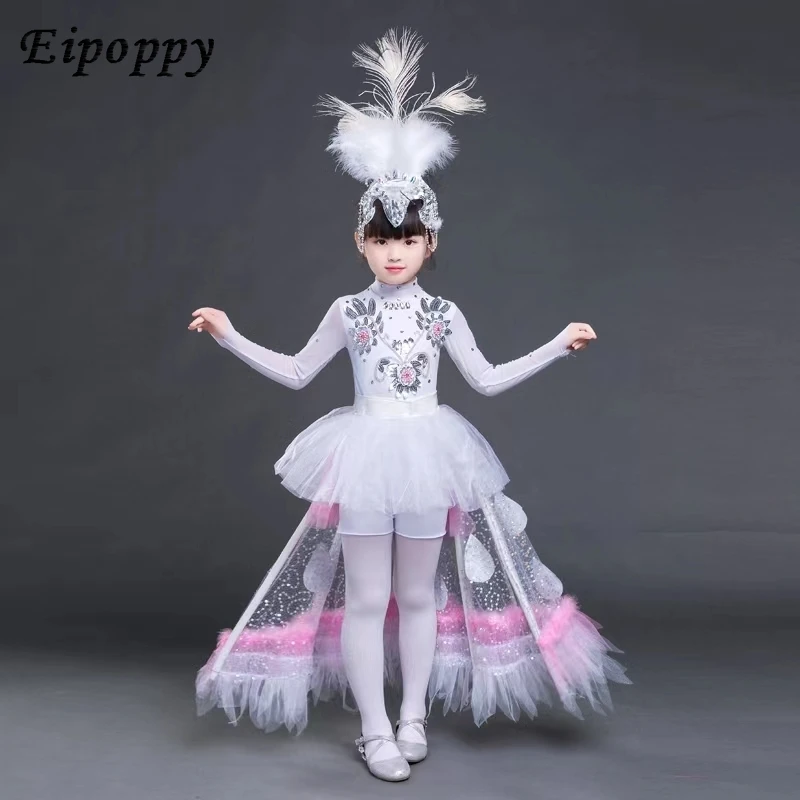 

Children's Costume Female Ethnic Dance Dai Peacock Dancing Dress Performance Wear