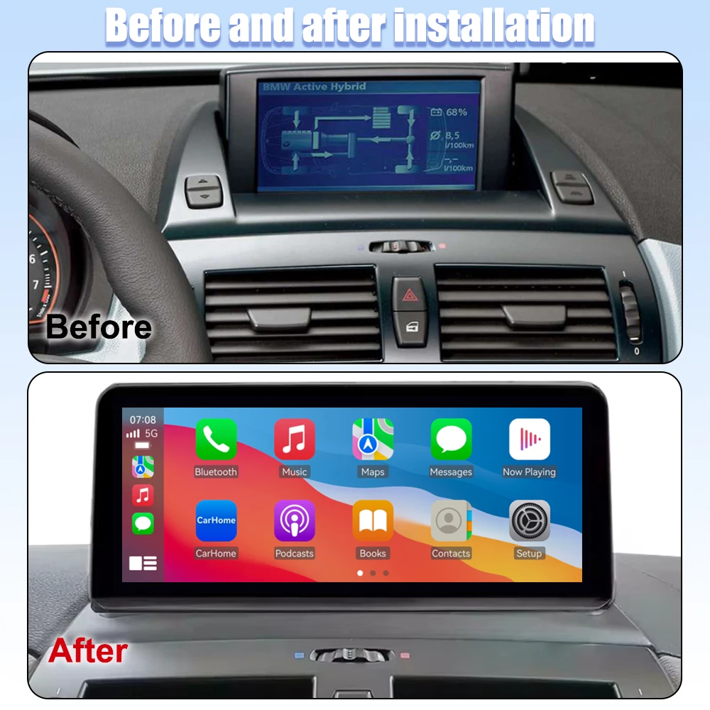 Radio de coche inalámbrico CarPlay Android Auto de 10.25 pulgadas para BMW X3 E83 2003-2011 con pantalla original del coche, reproductor multimedia inteligente con pantalla táctil, Airplay, Autolink, Mirror Link, WiFi, Bluetooth, GPS, navegación. 7