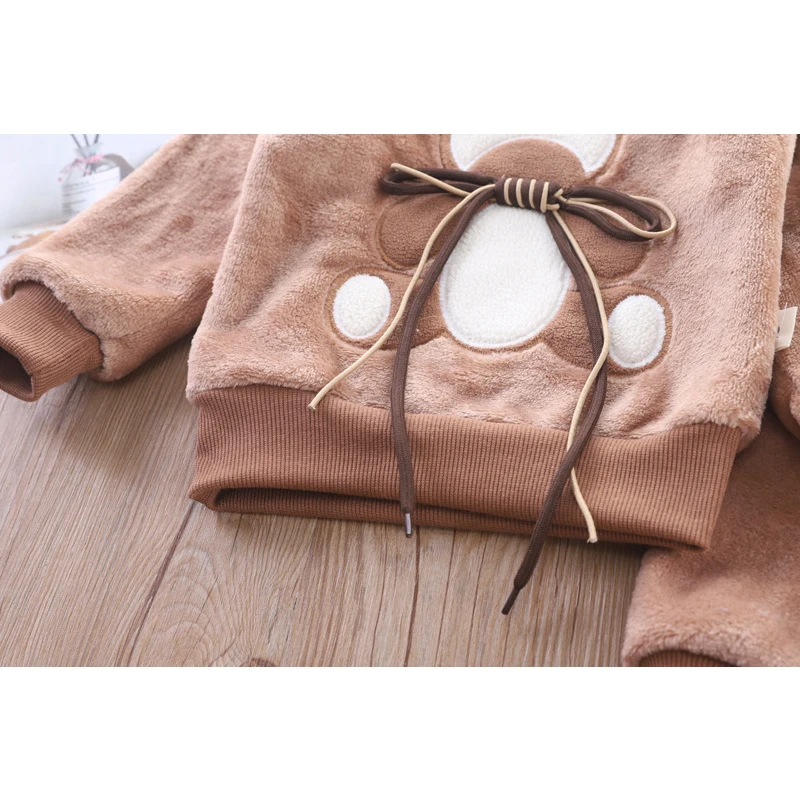 Kids Clothing Set Girls Clothing Set Boys Clothing Set Kids Sweatshirt Set 2PCS Baby Thicken Pajamas Sets Kids Loungewear Boys Girls Warm Bear Flannel Sleepwear