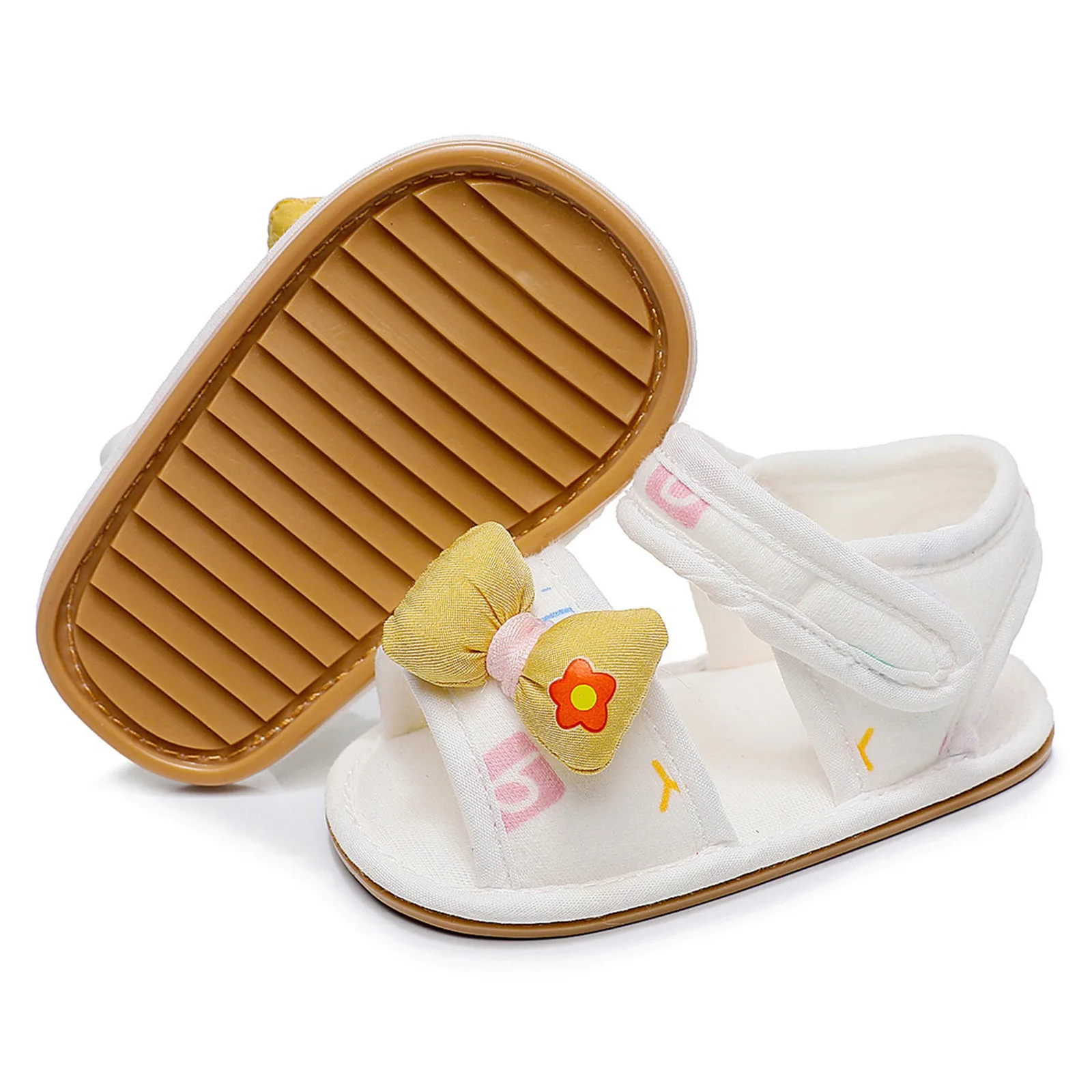 

Kid House Slipper Infant Girls Bowknot Open Toe Cartoon Prints Shoes First Walkers Shoes Summer Toddler Flat Infant Size 2 Shoes
