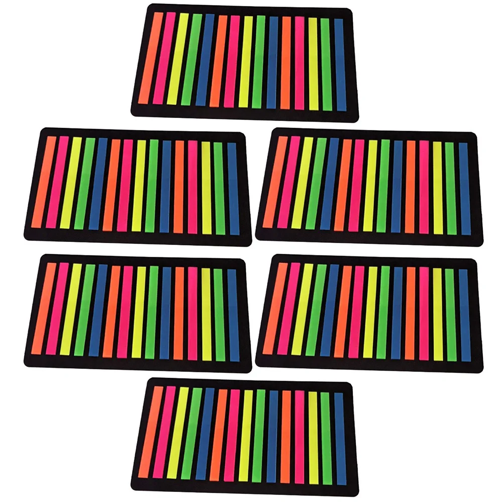 

6 Books Fluorescent Sticky Notes Household Highlight Strips Duct Tape Portable Page Marker Highlighter Flags