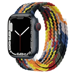Braided Solo Loop Band for Apple Watch - Vibrant and Durable Bracelet Strap (Rainbow black)