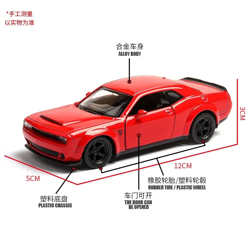 1:36 Dodge Challenger SRT Demon Sports Car Alloy Diecast Car Model Toy With Pull Back For Kids Gifts Toy Collection A141 6