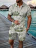 Summer Men Suit 3D Print Beach Coconut Trees Button Polo Shirt + Shorts Two Piece Set  Fashion Casual Man Clothing Tracksuit Set 5