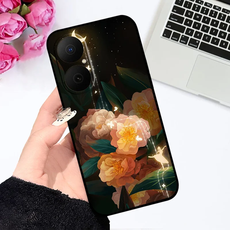Oil Painted Silicone Back Cover - Soft Matte Protective Case for Huawei Nova Y73/Enjoy 80