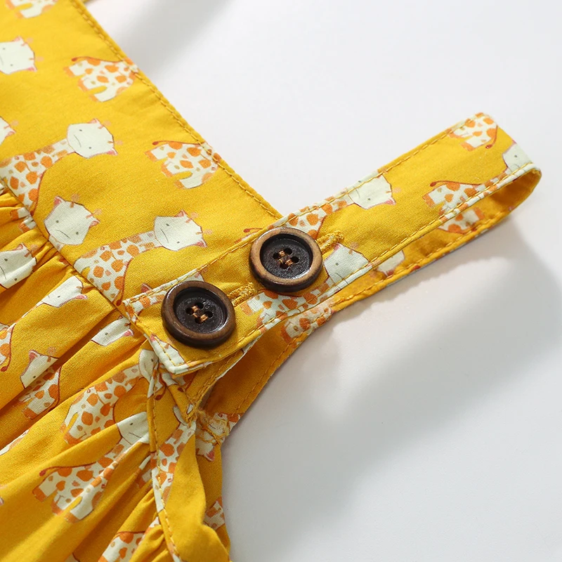 Kids Clothes 2025 Summer Dress Baby Girls Cartoon Giraffe Dresses Children's Clothing Birthday Vestidos Cotton