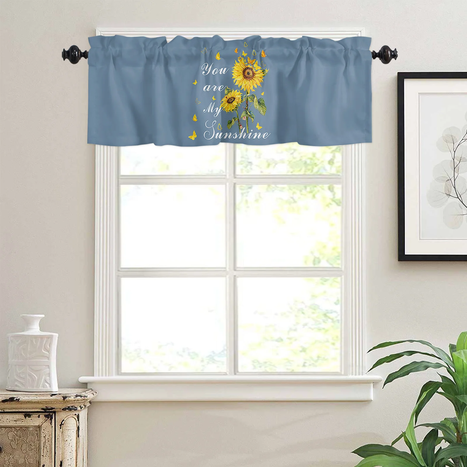 ZEDLIYU Valances for Windows Kitchen Living Room Small Window Valance Sunflowers You Are My Sunshine 1 Panel 3