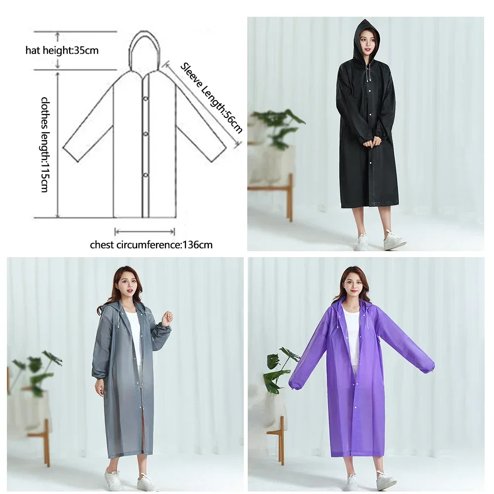 Raincoat Poncho Fashion EVA Adult Children Raincoat Outdoor Hiking Travel Reusable