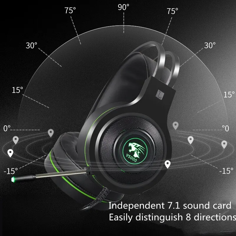 1PCS ITLY V5000 RGB Gaming Headphone 3.5mm Surround Sound Computer PC Headset Earphones Microphone for PS4 Switch Xbox-one