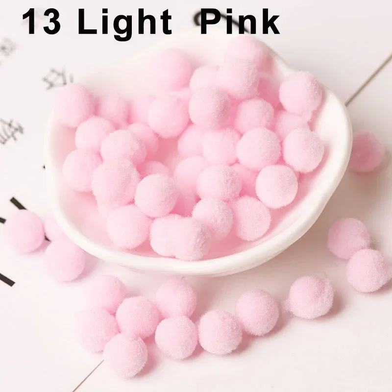 Assorted Fluffy Pom Pom Fur Balls for Crafting and Decor - Various Sizes and Colors