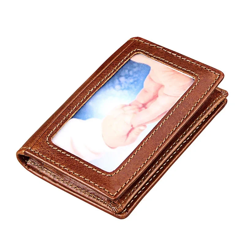 Leather Wallet Wallet Card Holder Card Holder Credit Card Holder Credit Card Wallet Business Card Holder New Men Wallets Genuine Leather Short Coin Purse Small Credit Card Holder Wallet for Male Black RFID Card Holder Bifold Cover