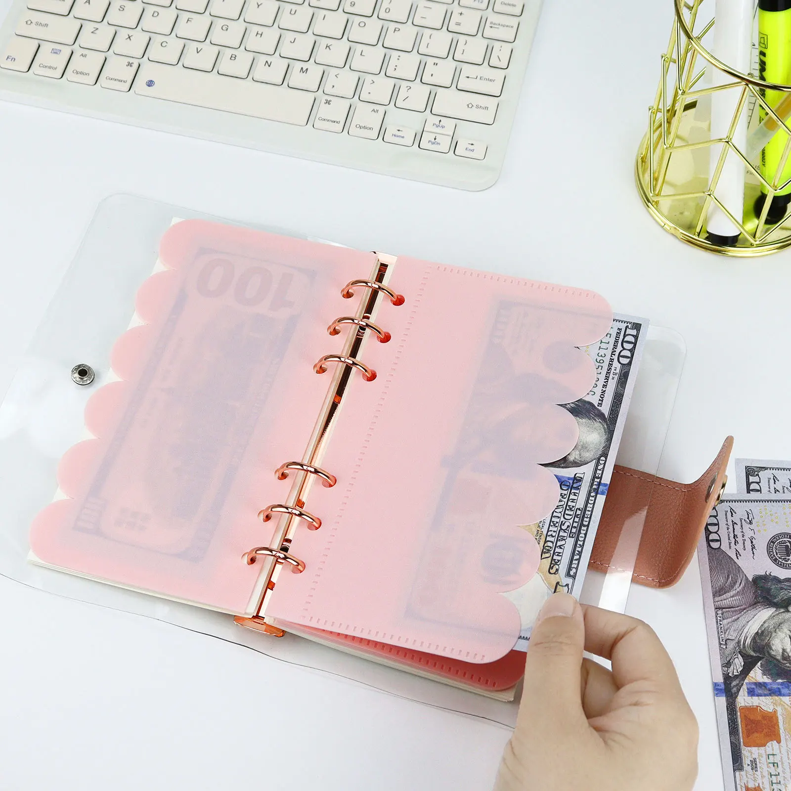 A6 New Color Petal Pockets Binder Folders for Notebook Divider Page Waterproof PP Leaf Document Filing Bag 2