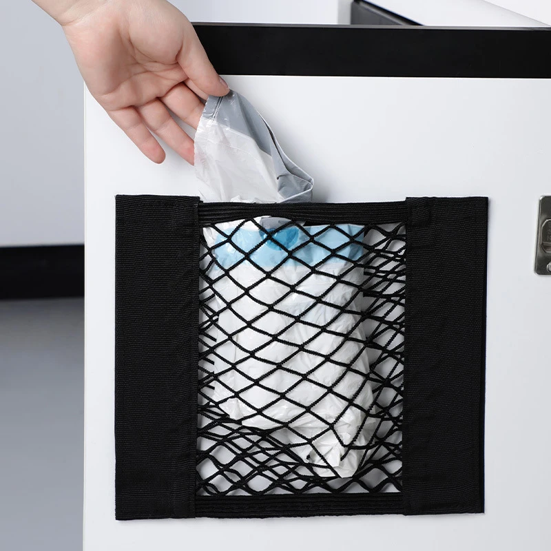 

Organizer Mesh Pocket Home Kitchen Cabinet Door Garbage Bag Plastic Bag Organizer Bag Sticky Shopping Bag Organizer
