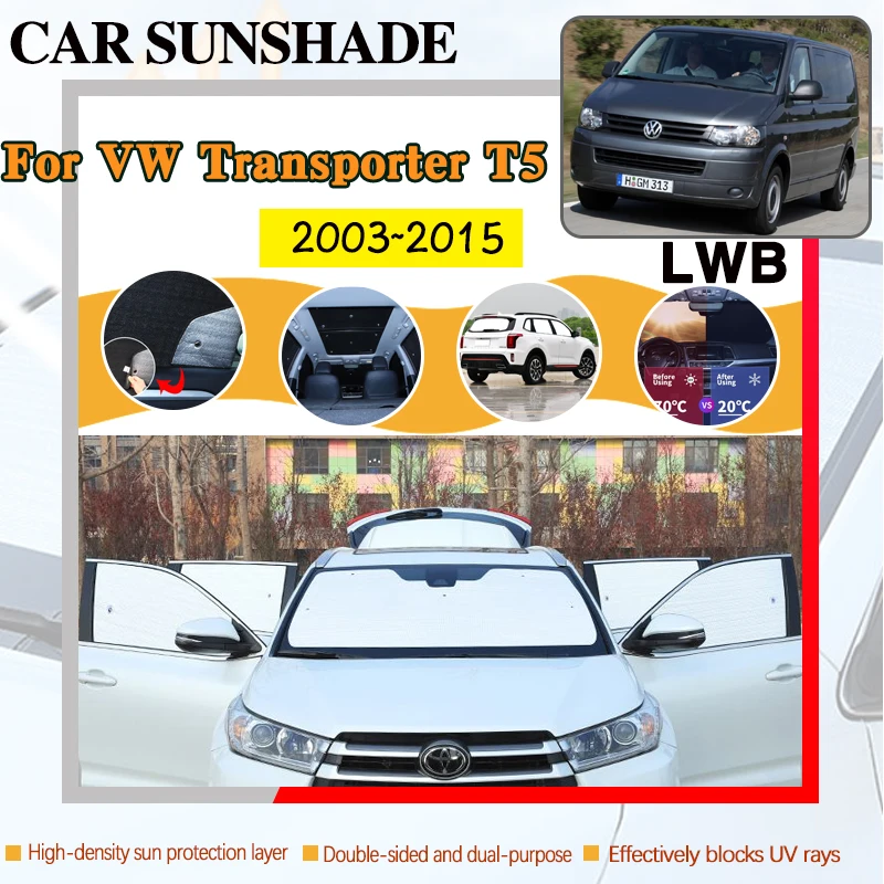 Parasole Per Auto A Copertura Totale Per Volkswagen Vw Transporter T5 2003 ~ 2015 Lwb Coperture Per Finestre Anti-Uv Protect Accessori Per Visiere Sol