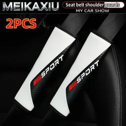 Carbon Fiber PU Leather Car Shoulder Guard Kit with Red Lettering - Sport Safety Belt Accessory (White 2pcs)
