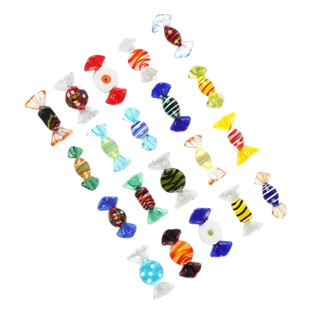 20Pcs Glass Craft Candy Ornament Office Desktop Glass Candy Decor Home