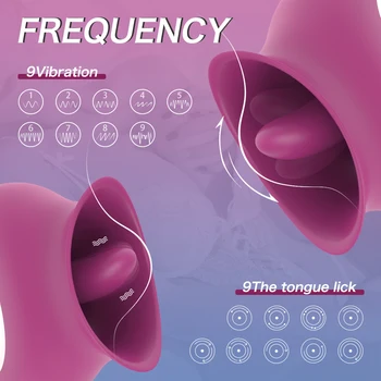 Rose Clitoral Licking Tongue Vibrator 2 in 1 Nipples Stimulator 9 Modes for Quick Orgasm Rechargeable Waterproof Vagina Oral 5