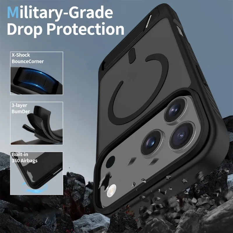 Magnetic Stand Case with Hard PC+TPU Frame and Bracket Holder