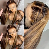 250 densité mettre en évidence Ombre 13x4 dentelle avant perruque cheveux humains 13x6 miel blond droit 13x6 P4/27 couleur HD dentelle frontale perruques 4