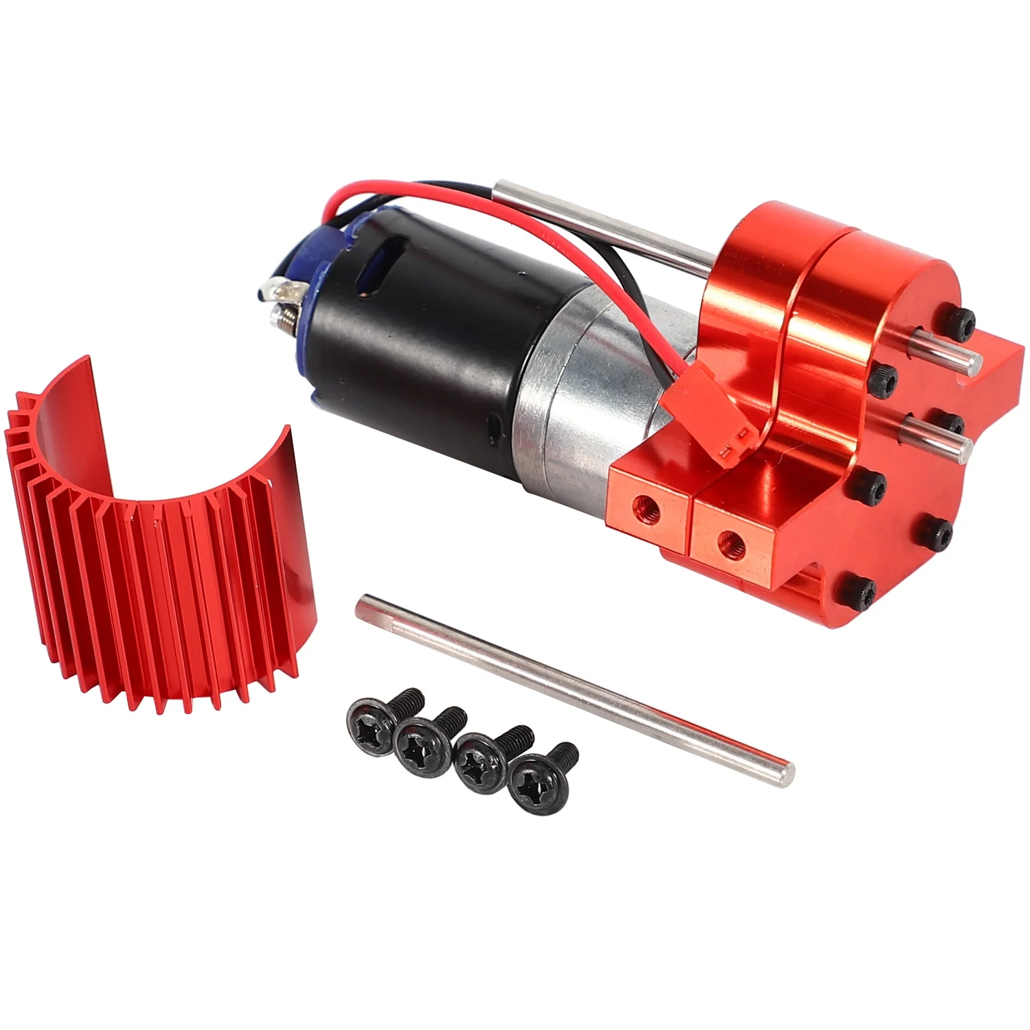 

370 Brushed Motor+Alloy Heat Sink Gear Box Set with Steel Gears for WPL Henglong C14 C24 B14 B24 B16 B36 4X4 6X6 Upgraded Parts,
