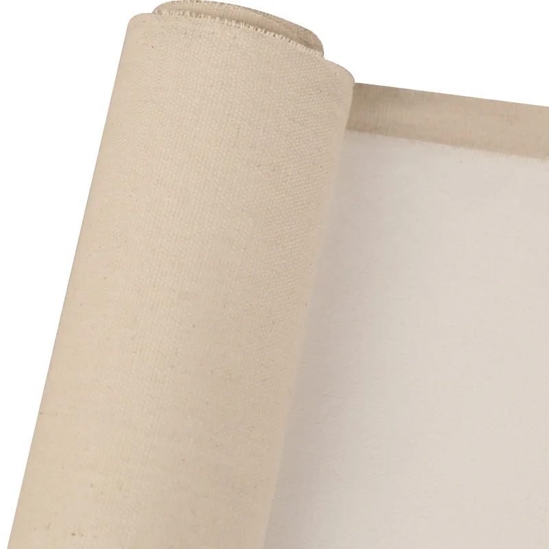 Quality blank linen blend canvas roll 482g 1.95m wide fine-medium texture
