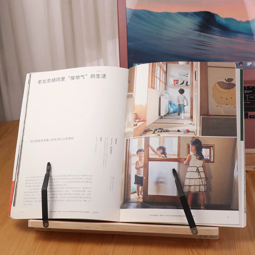 북엔드 스탠드 조절 가능한 나무 북엔드 스탠드 휴대용 실용적인 책꽂이 튼튼한 레시피 요리책 홀더 홈 침실용