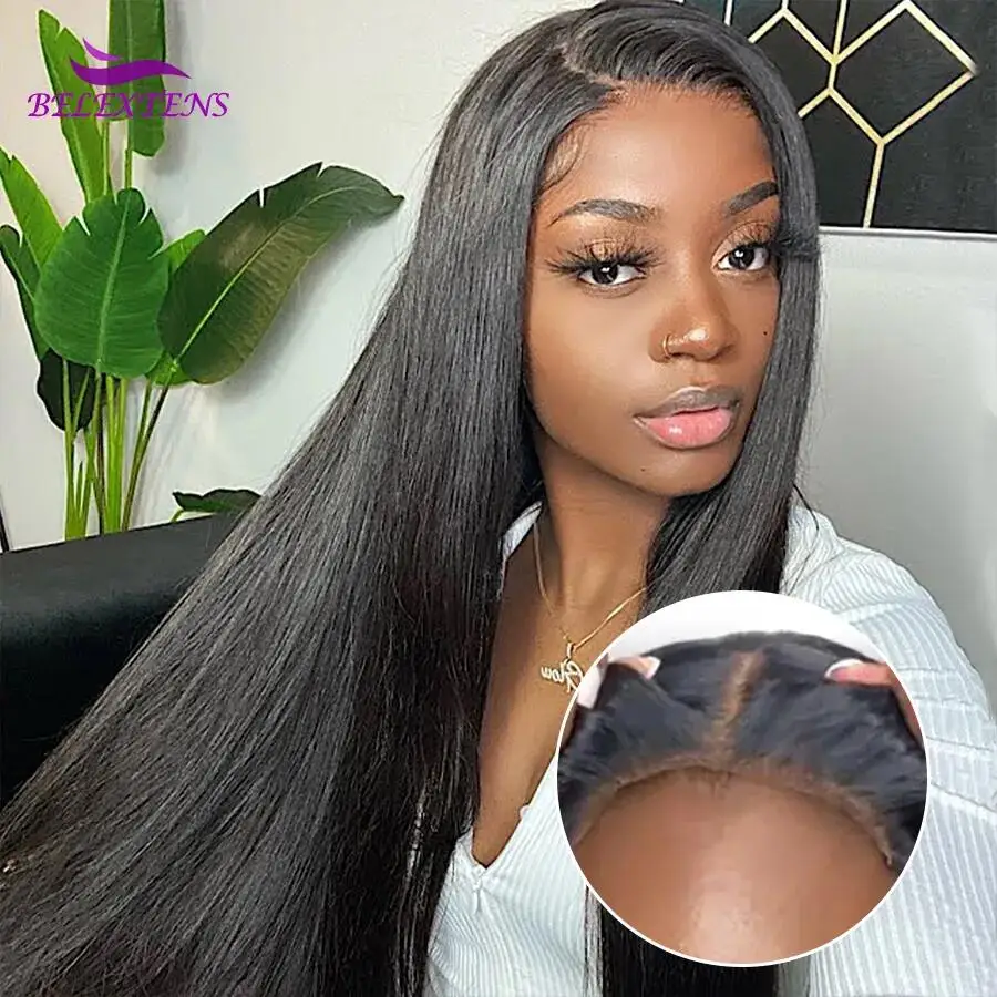 aliexpress.com - 22 24 26 inch Straight Glueless Preplucked Human Wigs Ready to Wear and Go 4×4 Lace Pre Cut No Glue Wig Delivery 3 Days France
