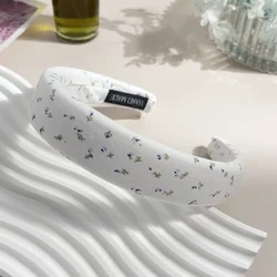 Floral Bowknot Hairbands with Soft Sponge Flower Bows and Wide Hoop Design (Flower - White)