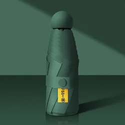Ultra - Light Compact Travel Umbrella with UV Protection - Capsule Design, 5 - Fold, Manual Operation - 6K (6Ribs Green)