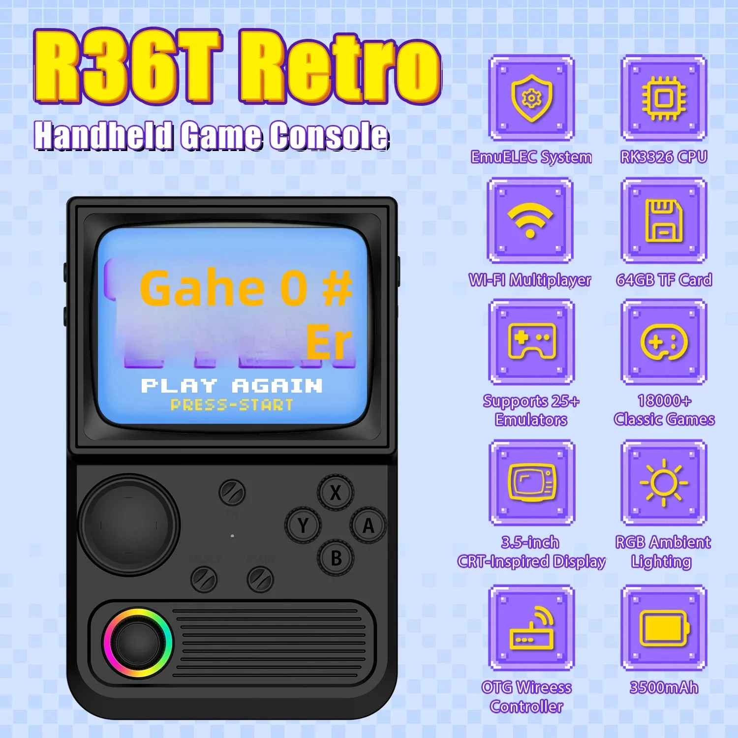 R36T Retro Handheld Game Console EmuELEC System 3.5 Inch IPS Screen  Portable Pocket Video Player RK3326 Chip 64/128G 18000+Games - AliExpress