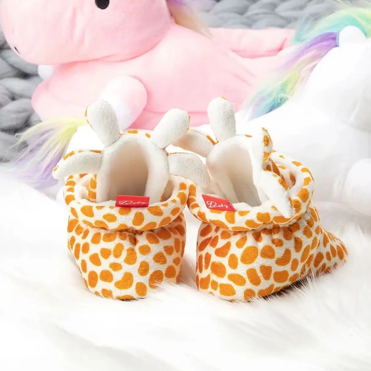 KIDSUN Newborn Baby Socks Shoes Boy Girl Toddler First Walker Booties Cotton Comfort Soft Anti-slip Warm Fluff Infant Crib Shoes 5