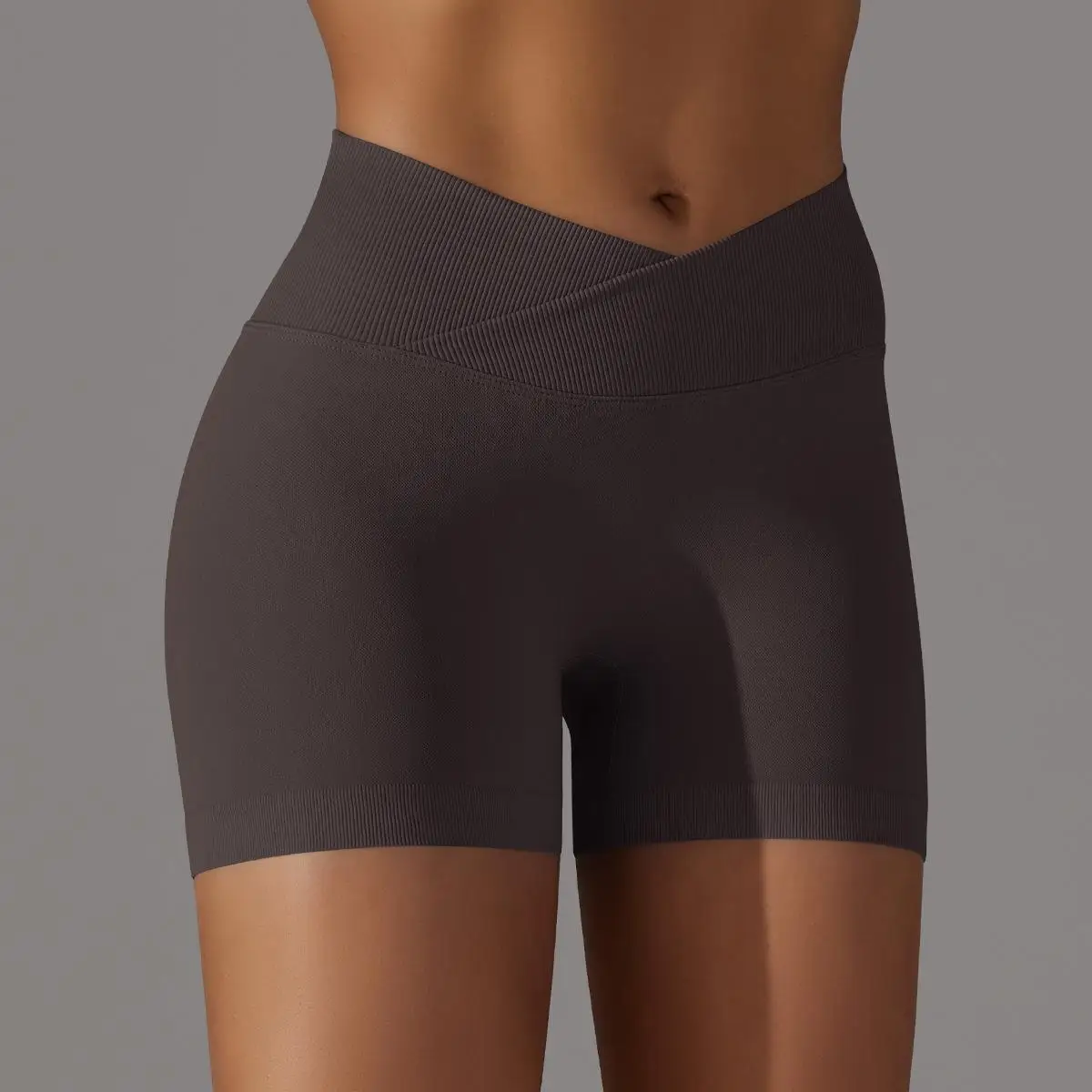 New Crossed High Waist Shorts Women Seamless Workout Tights Fitness Yoga Shorts Gym Elastic High Waisted Running Fitness