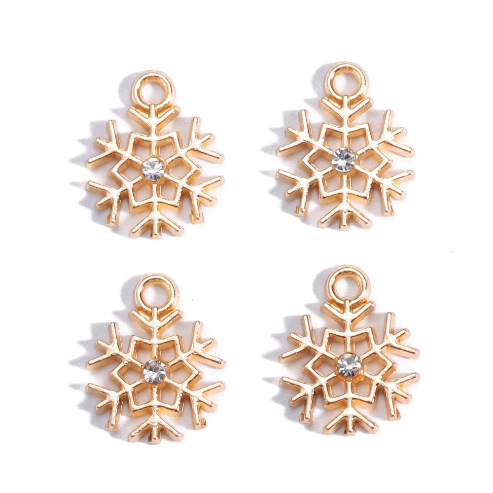 Gemischt 10 Stück funkelnde Strass Perle Legierung gemischt Weihnachten Schneeflocke Charms Anhänger für DIY Ohrringe handgemachte Schmuck herstellung – Detail 13